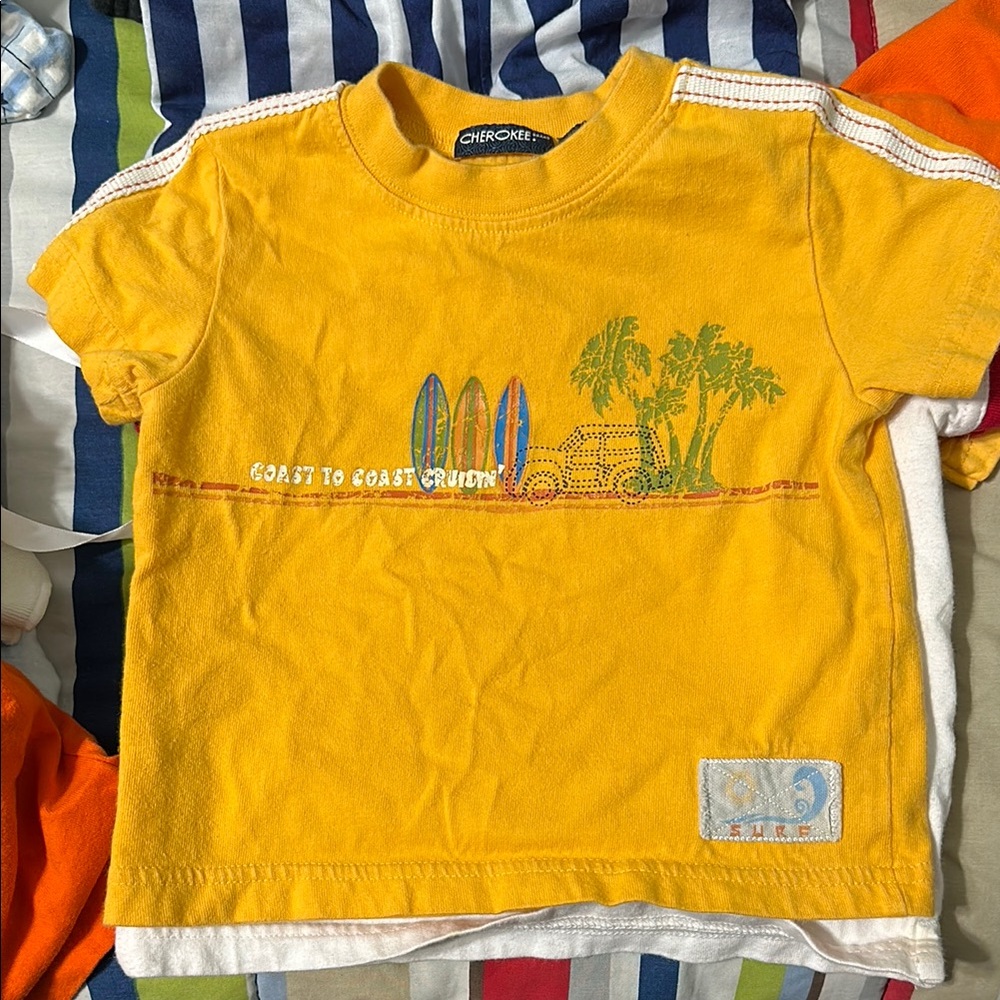 Cherokee Yellow Kids T-Shirt with Surf Print